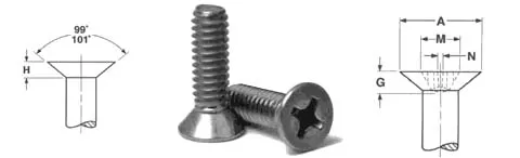 Self Tapping Screws Flat Head Dimensions