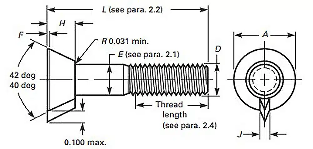 Dimensions of No 6 Repair Head Plow Bolts