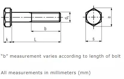 Hex Machine Bolt Din 933 Drawing