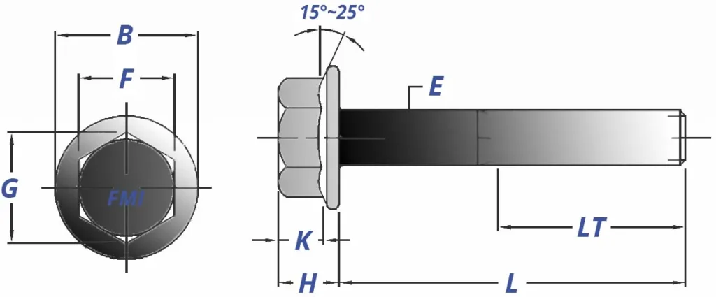 Metric Hex Flange Bolts Drawing