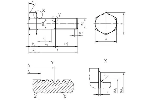 DIN EN 14399-4 Hex Bolts Dimensions