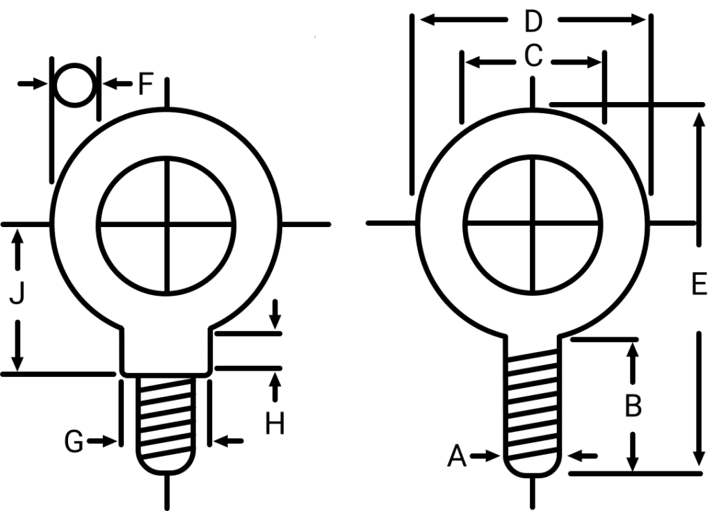 Shoulder and Non Eye Shoulder Eye Bolts Drawings