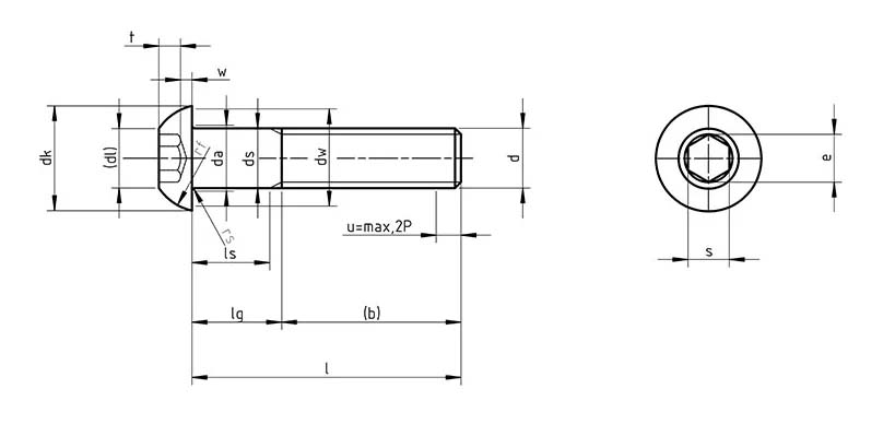 Button Head Bolts Drawing