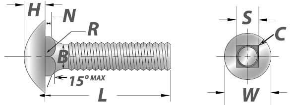 carriage bolts round head short neck