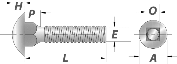 carriage bolts round head square neck drawing